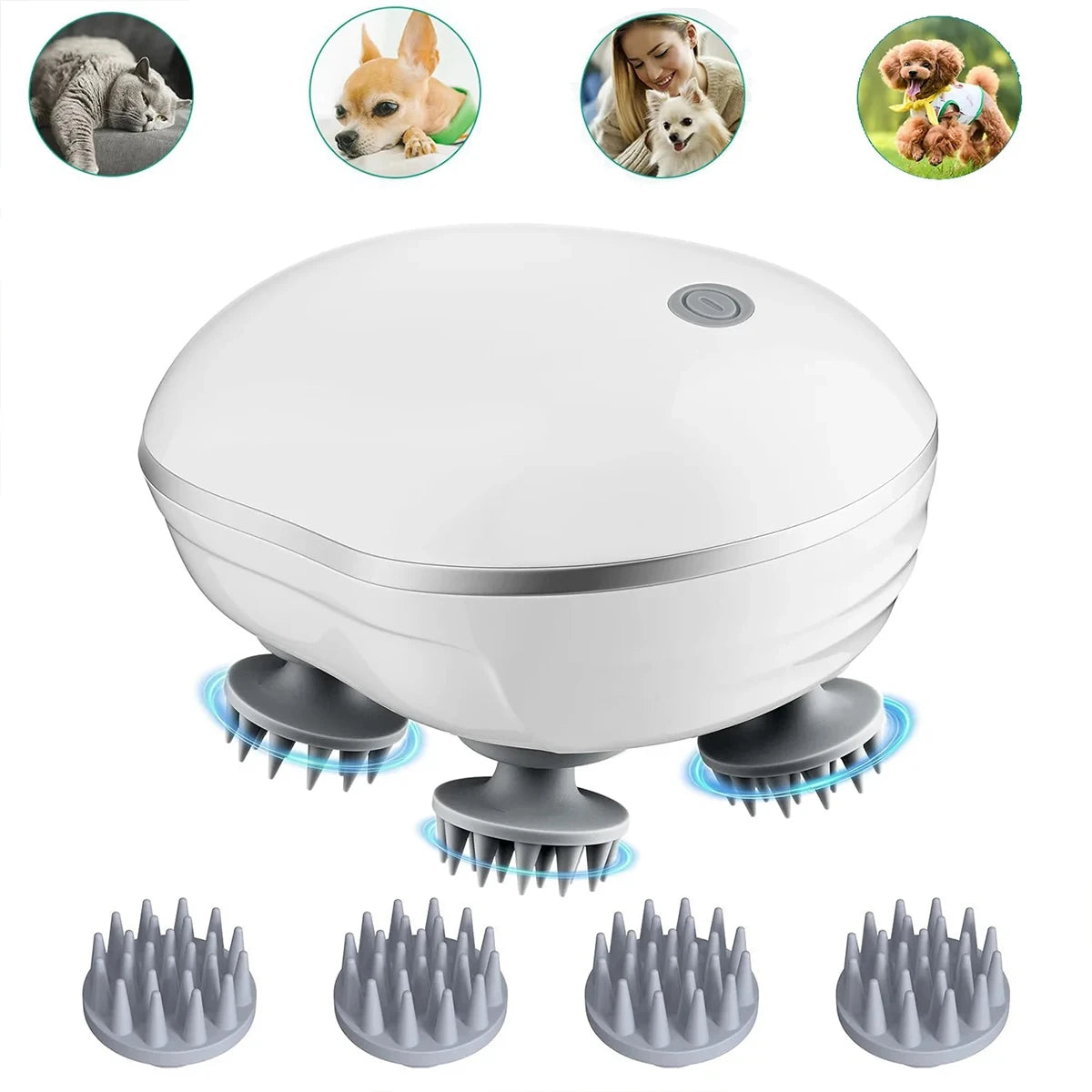 Scalp Massager with Adjustable Speed & Red Light Therapy
