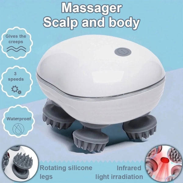 Scalp Massager with Adjustable Speed & Red Light Therapy