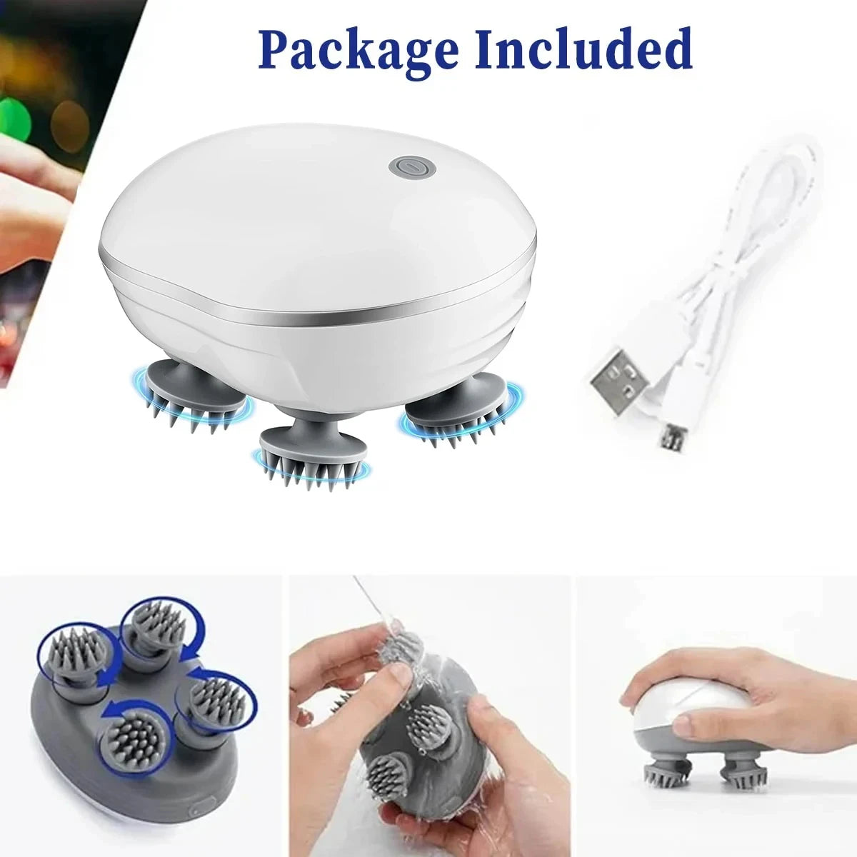 Scalp Massager with Adjustable Speed & Red Light Therapy